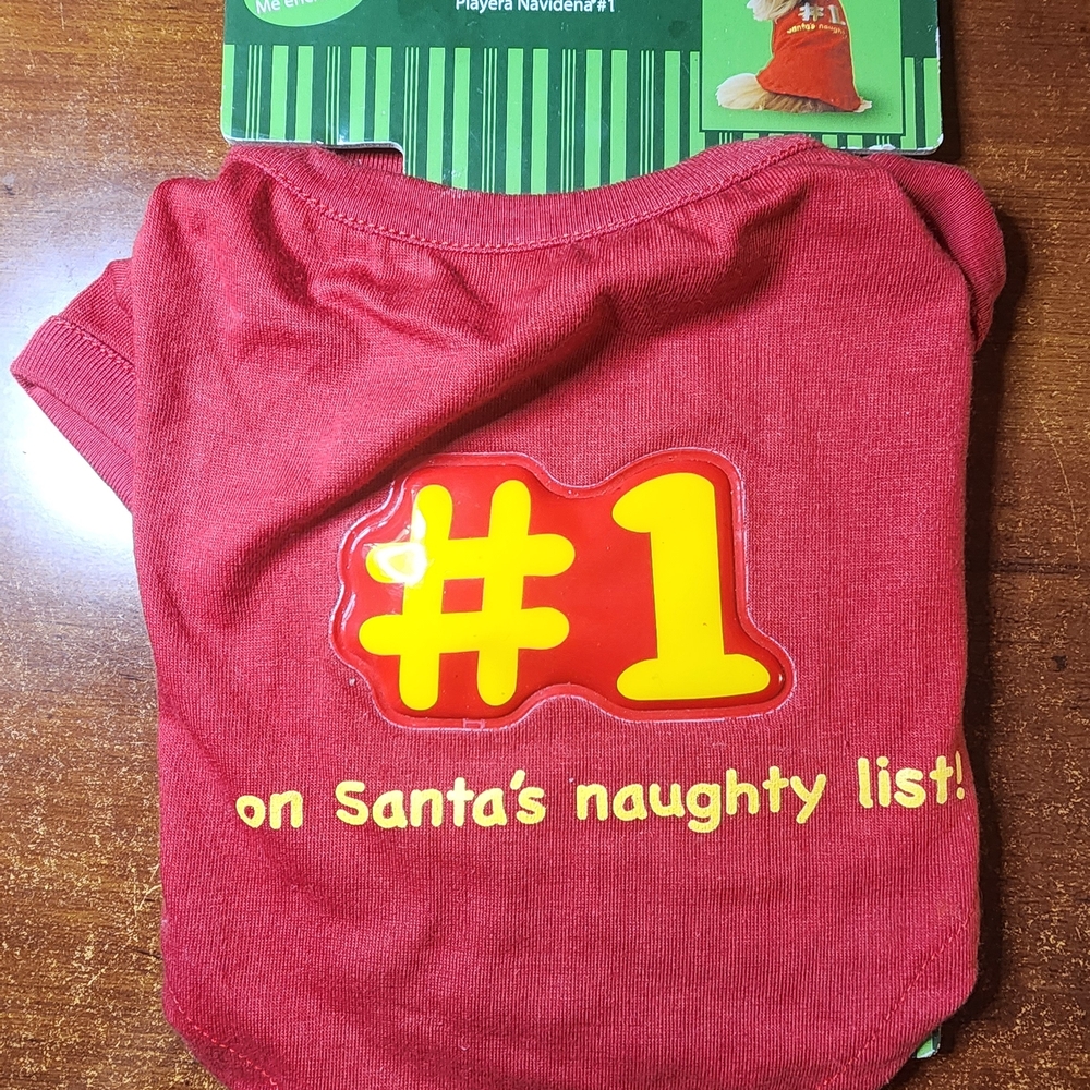 Red Dog Shirt with Naughty List Print
